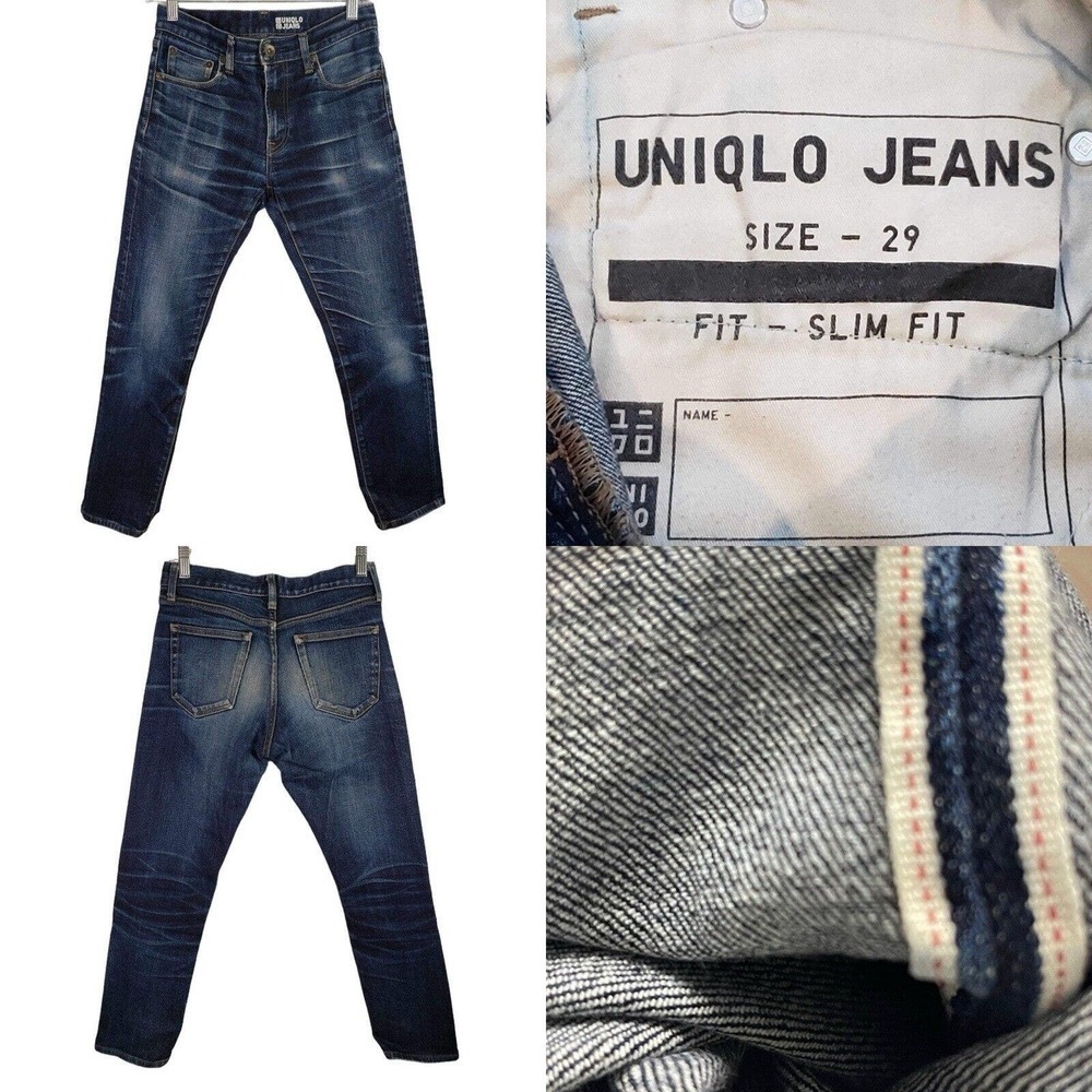 Uniqlo Redline Selvedge Jeans 29X27 Dark Slim Straight Kaihara Dark Wash